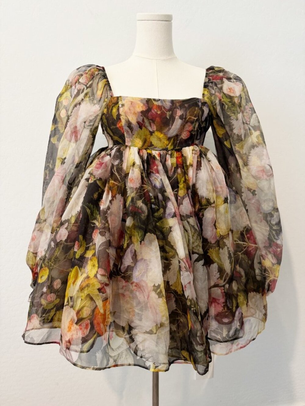 Selkie Puff Dress Size XXS Floral Babydoll Mini Square Neck Peasant‎ Romantic